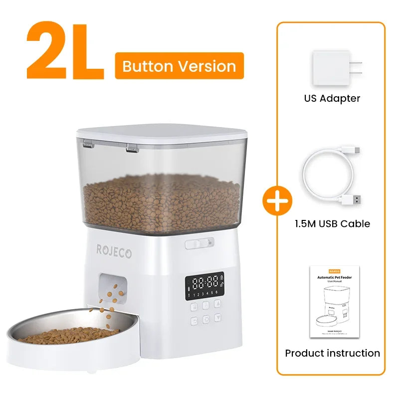 Automatic Pet Feeder – Button-Control Dry Food Dispenser