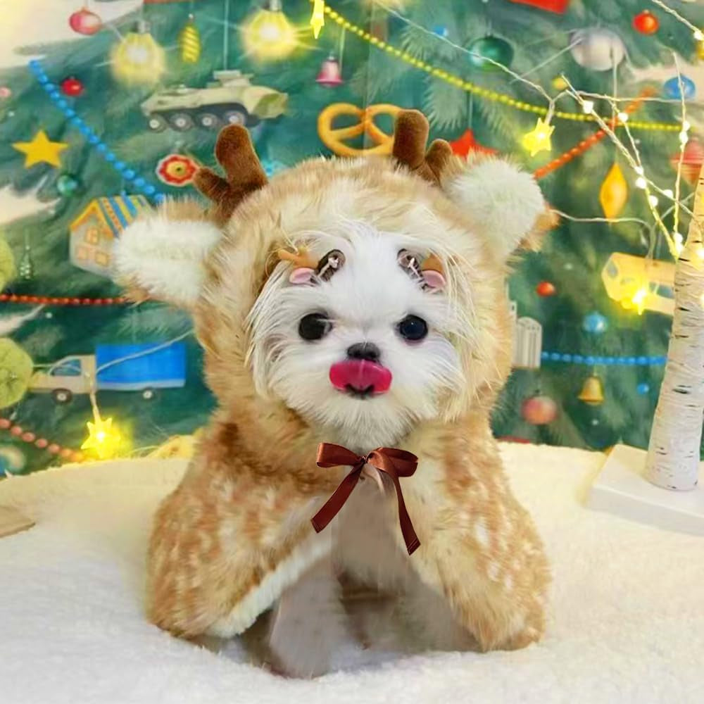 Christmas Puppy Reindeer Costume – Dog & Cat for Small/Medium Pets 