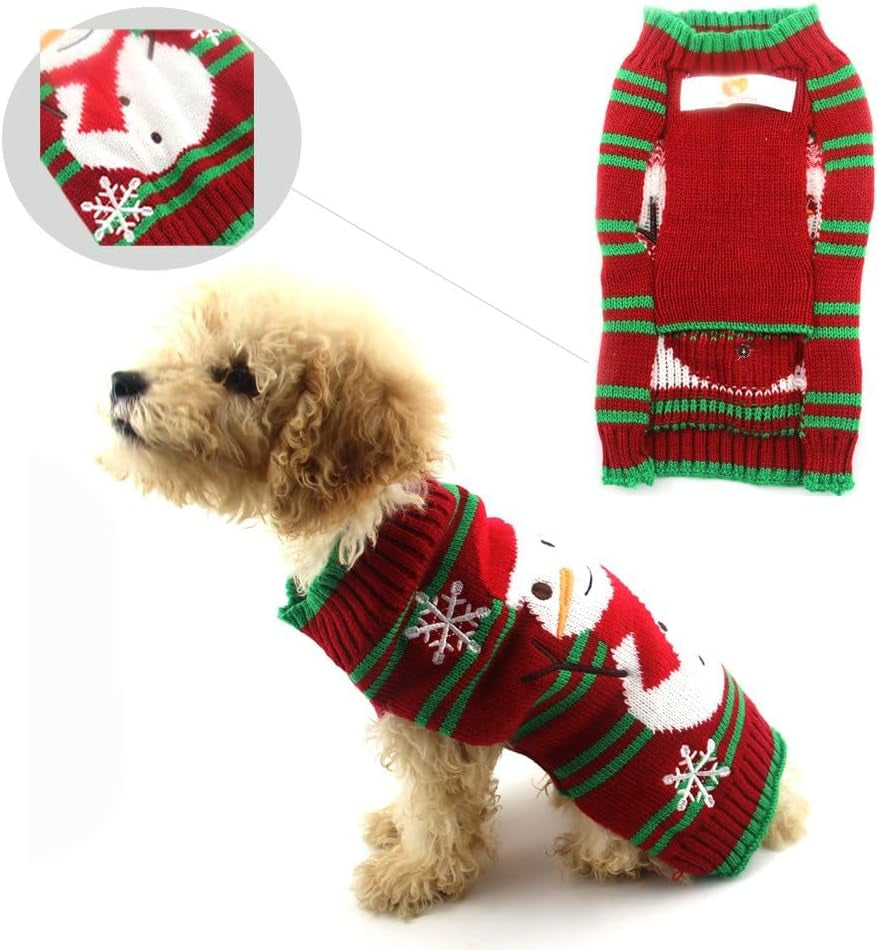 Snowman Sweater - Xmas & New Year Dog Clothes for Small Dogs & Cats