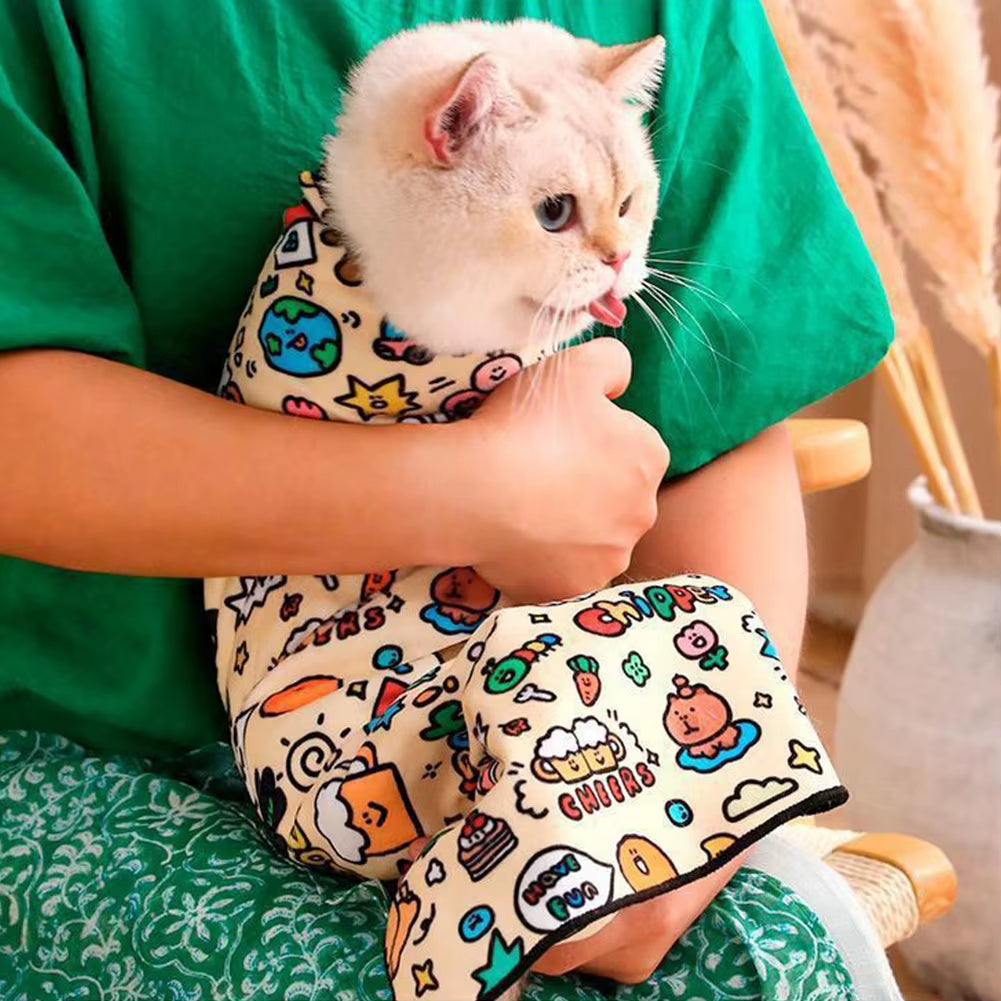 Cat Grooming Wrap –Self-Adherent Calming Swaddle for Nail Trimming, Medication & Care