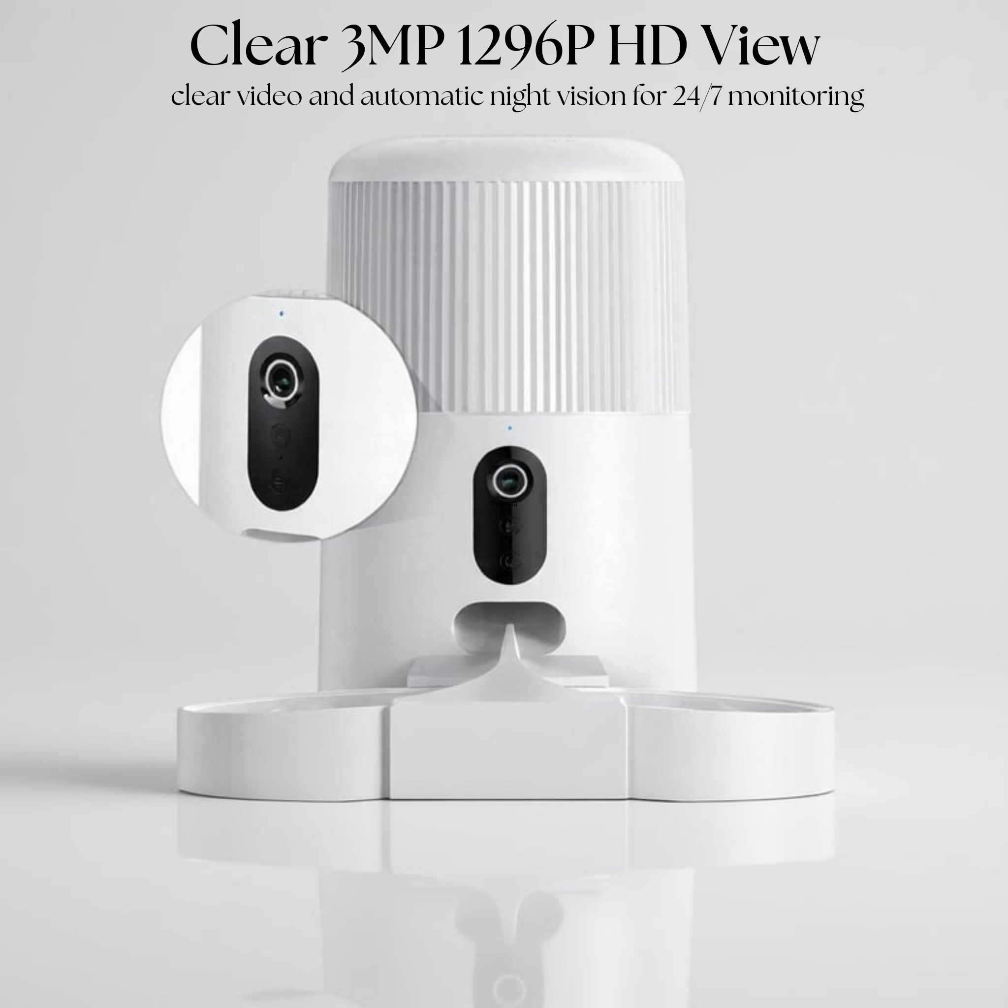 Automatic Pet Feeder Camera with Double Bowls for Cats and Dogs