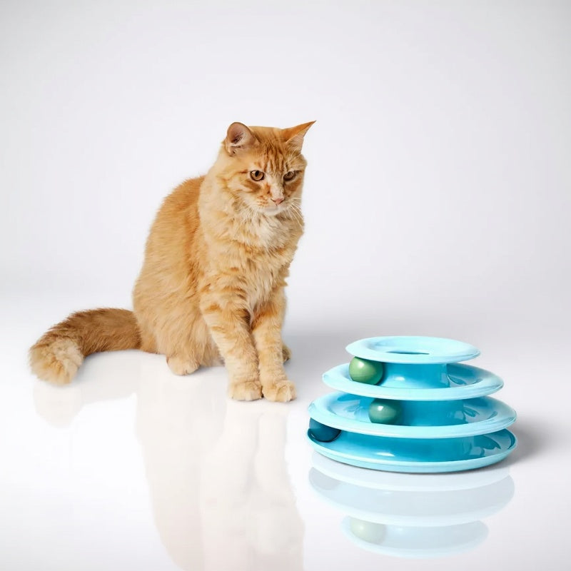 Blue 3 Layer Trackball Interactive Cat Toy