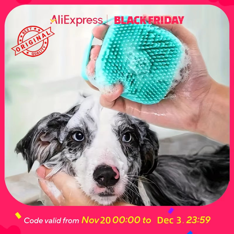Pet Silicone Bathing Brush for Cats & Dogs