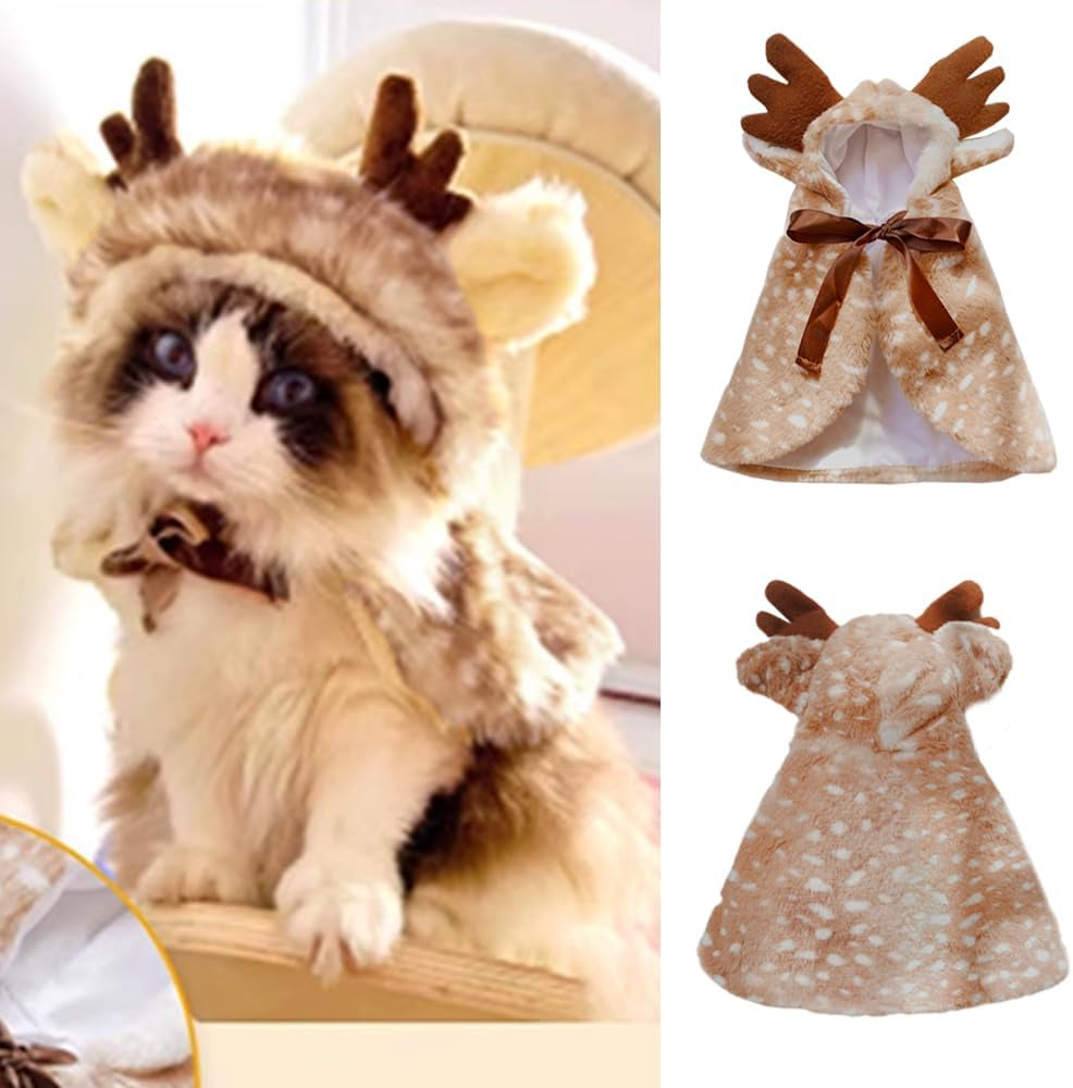 Christmas Puppy Reindeer Costume – Dog & Cat for Small/Medium Pets 
