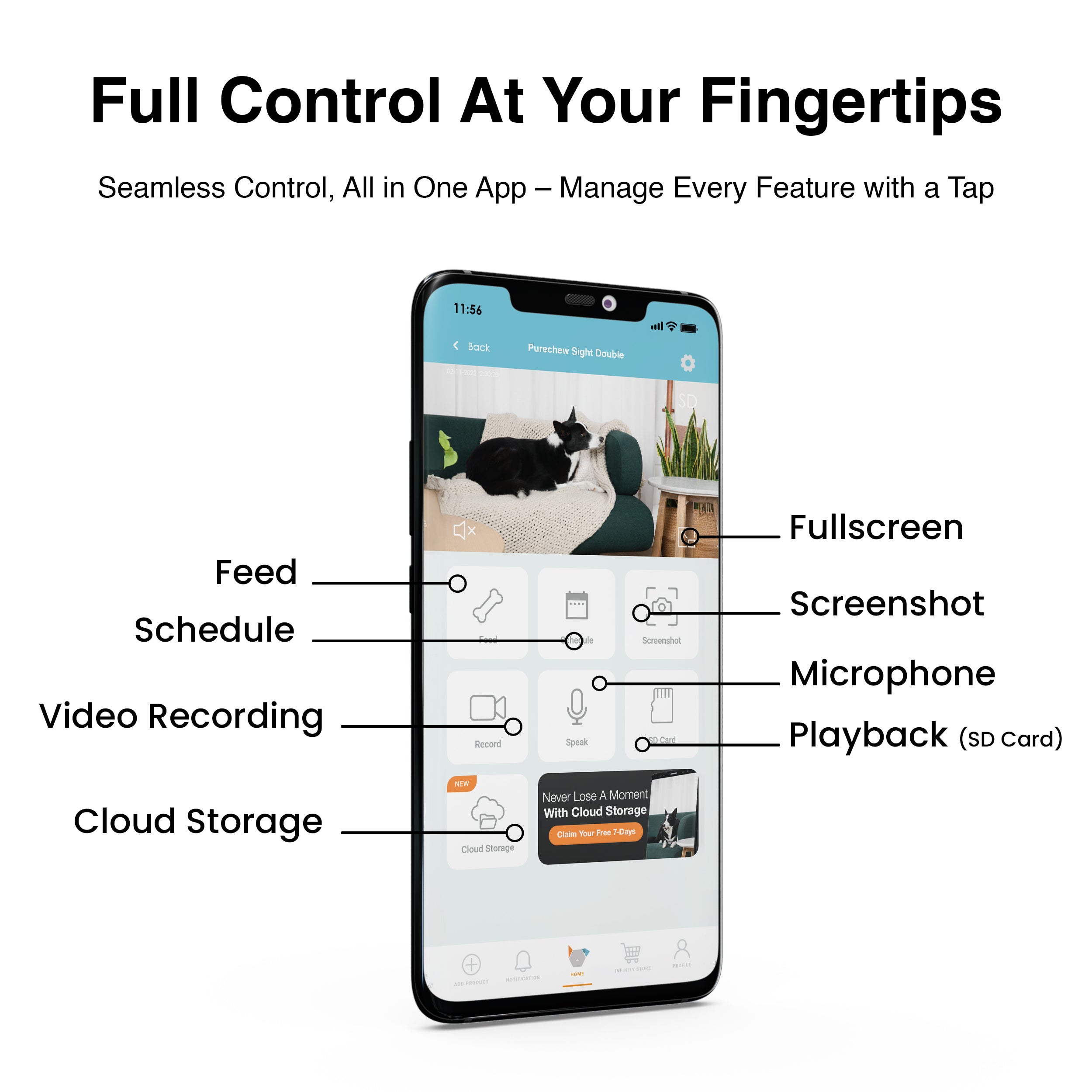 Automatic Pet Feeder Camera with Double Bowls for Cats and Dogs