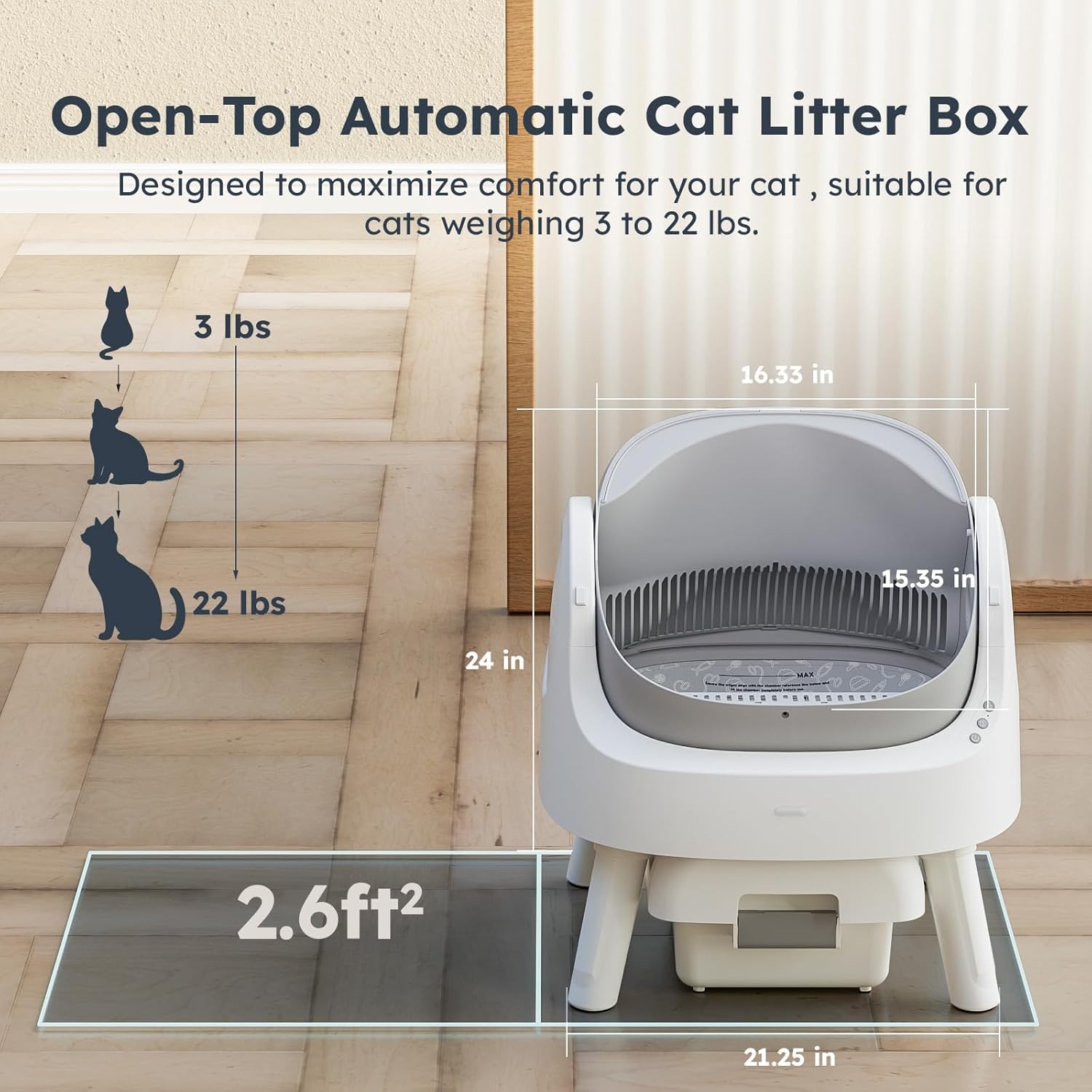Automatic Self Cleaning  Litter Box for Multiple Cats, Integrated Safety Protection