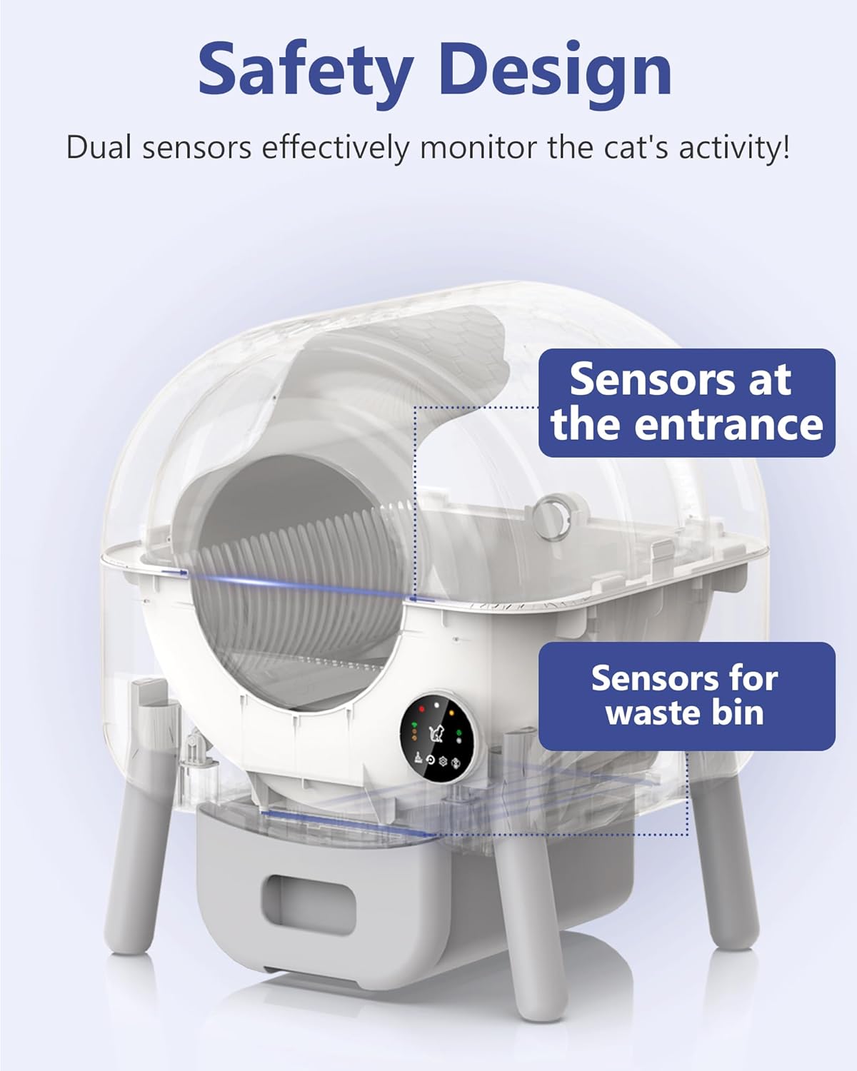 Self Cleaning Litter Box, 103L Automatic Litter Box for Multiple Cats, App-Controlled with Safety Protection