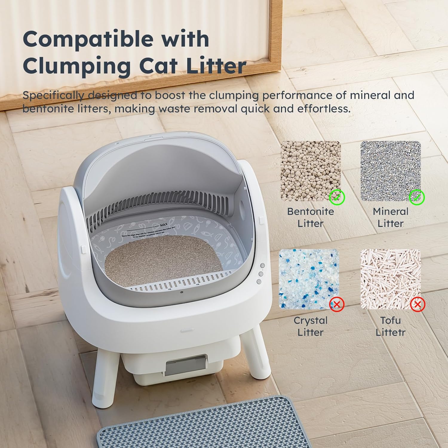 Automatic Self Cleaning  Litter Box for Multiple Cats, Integrated Safety Protection