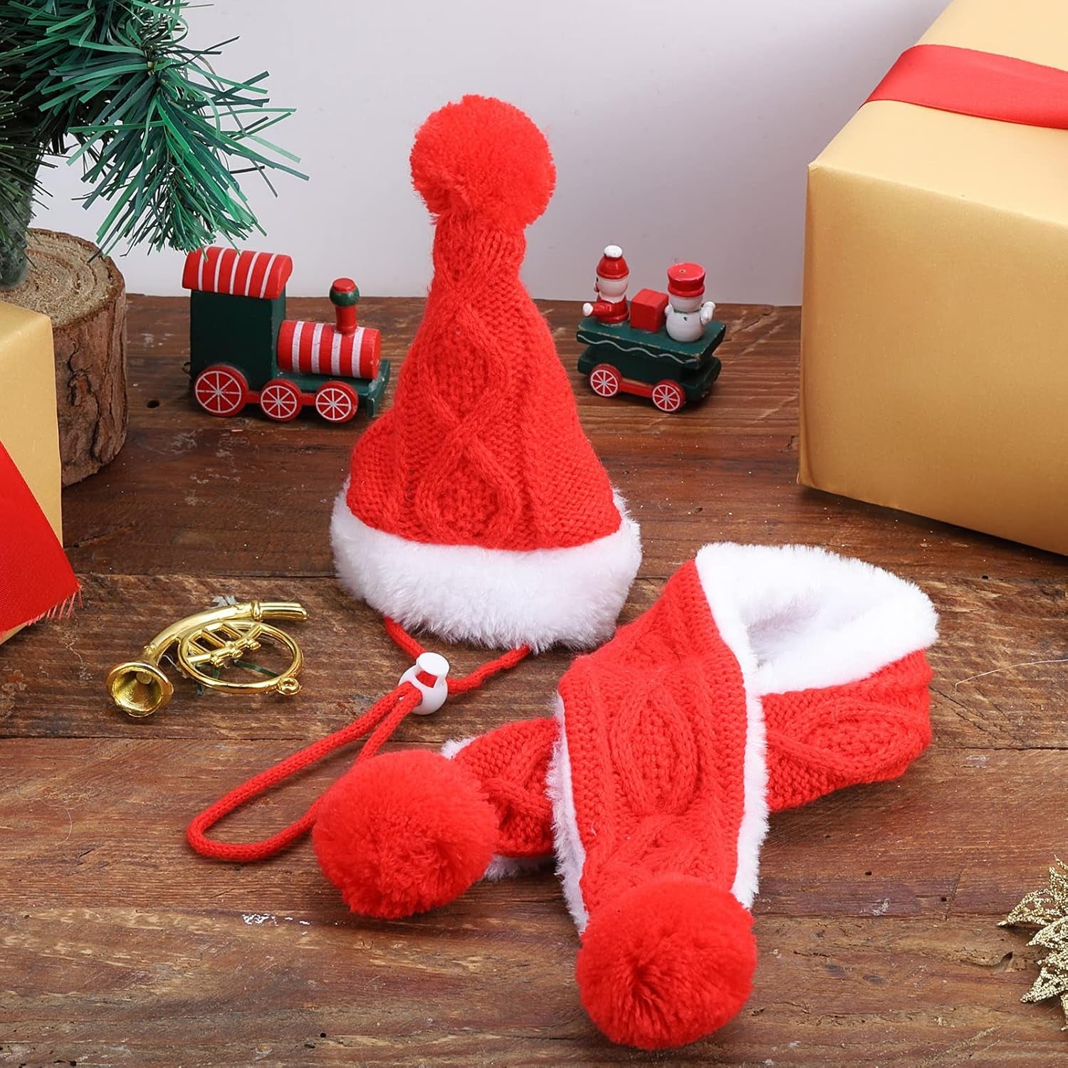 Cat Santa Hat and Scarf for Cats Kitten & Small Dogs