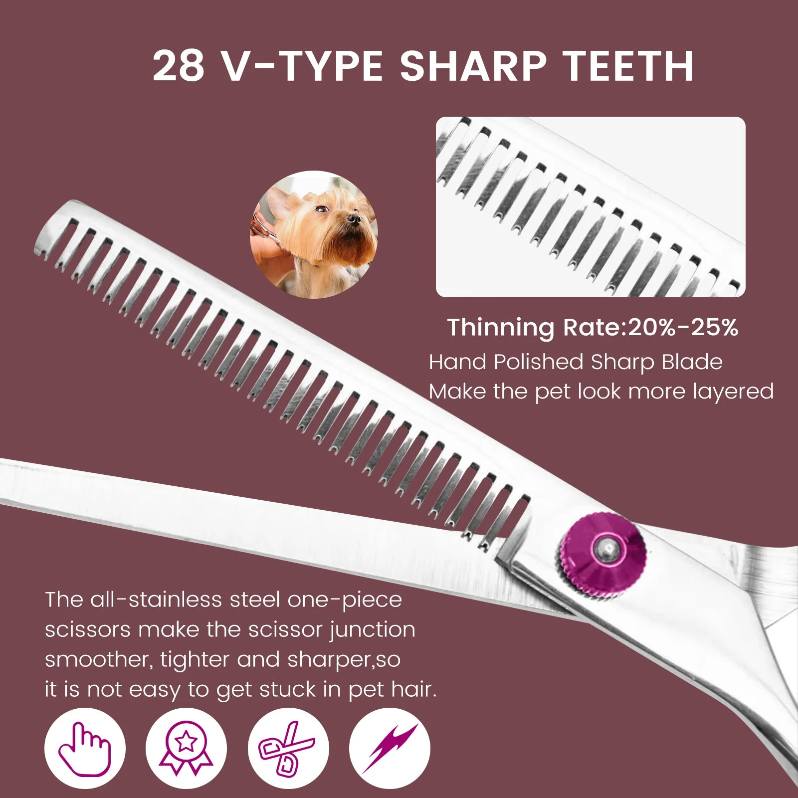 6-in-1 Professional Stainless Steel Grooming Scissors Kit for Dogs, Cats & Pets