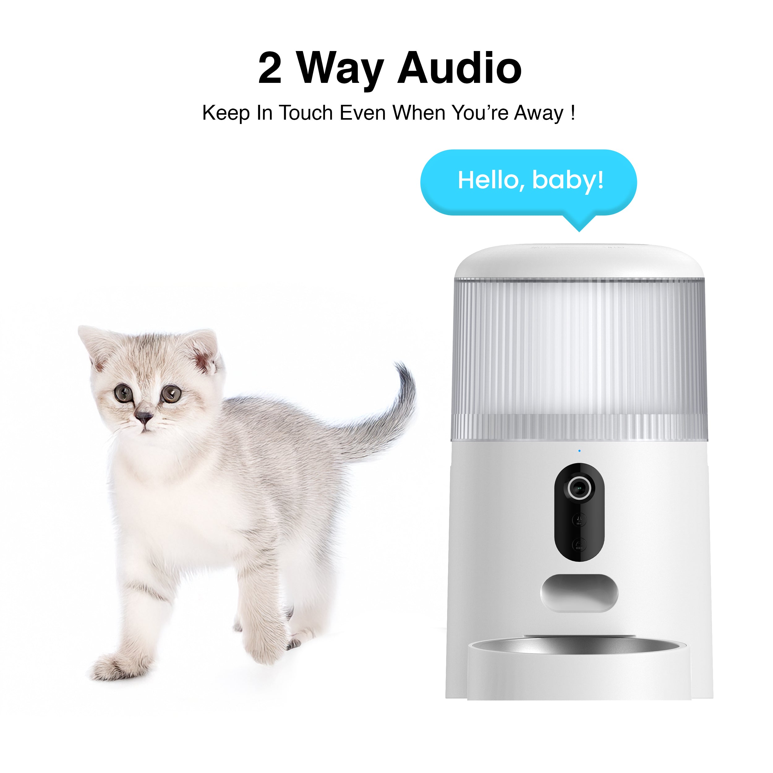 Automatic Pet Feeder Camera with Double Bowls for Cats and Dogs