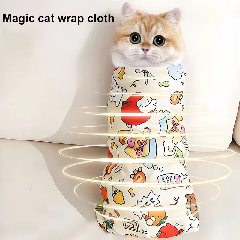 Cat Grooming Wrap –Self-Adherent Calming Swaddle for Nail Trimming, Medication & Care