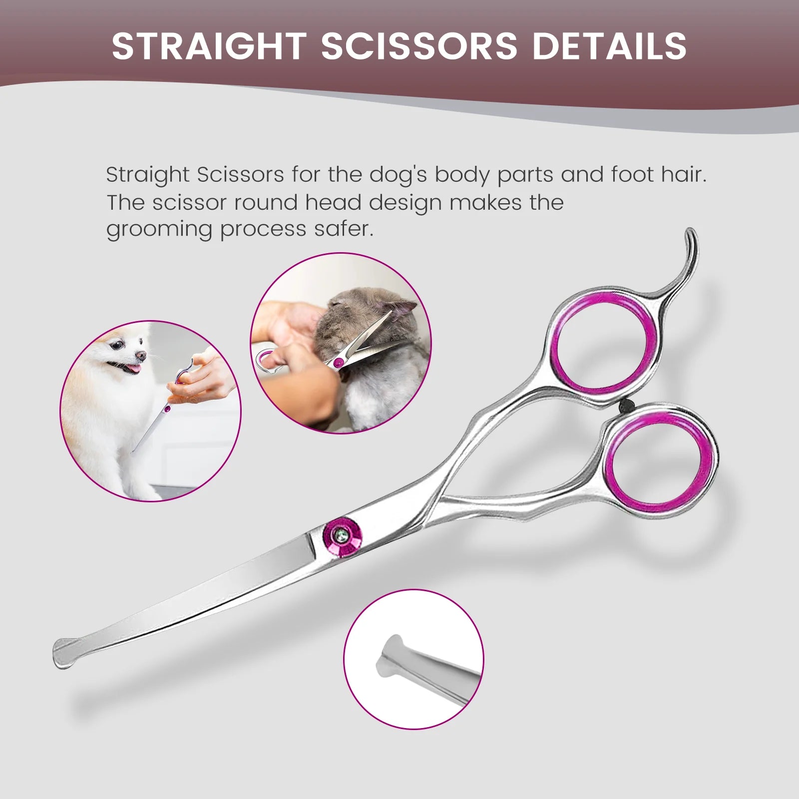 6-in-1 Professional Stainless Steel Grooming Scissors Kit for Dogs, Cats & Pets
