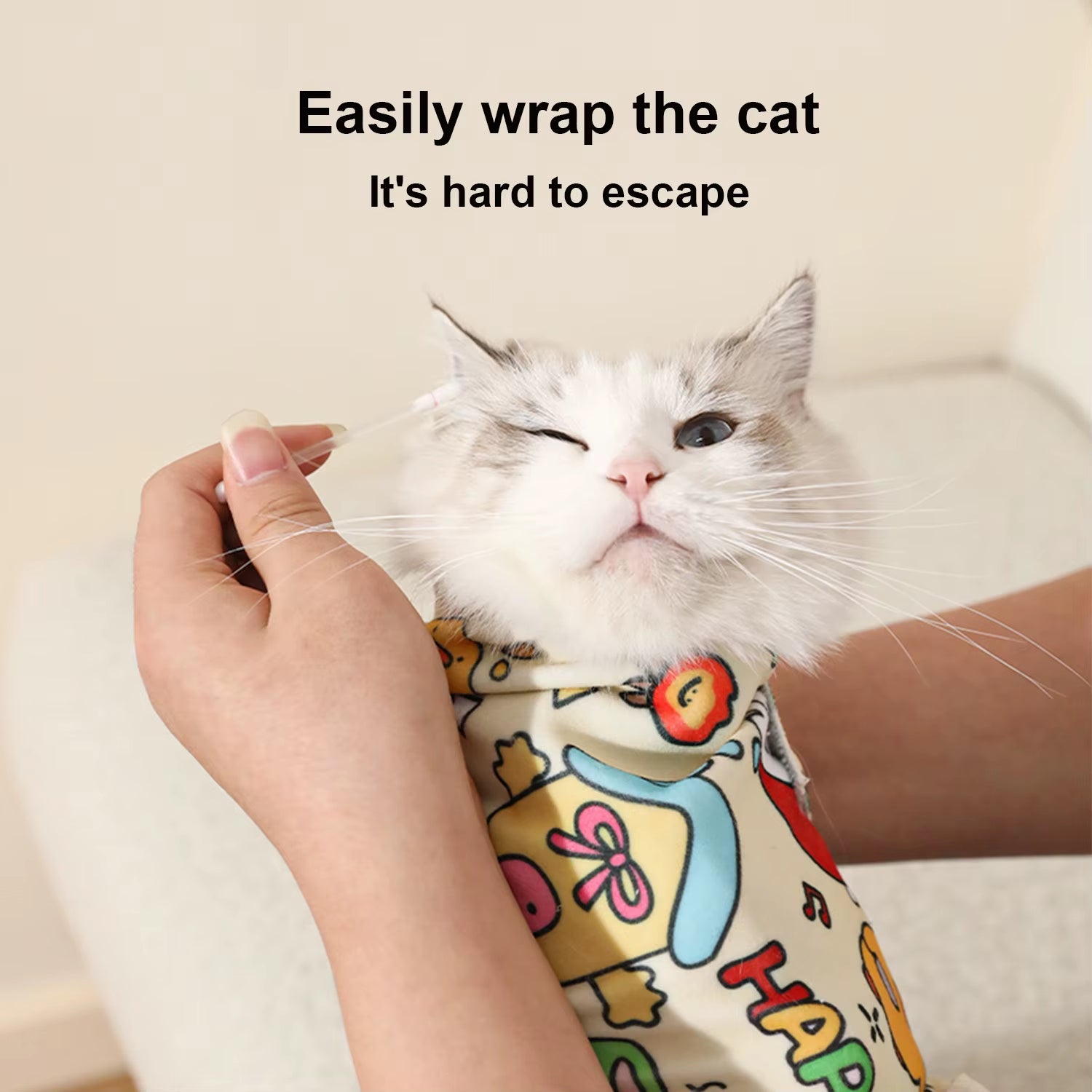 Cat Grooming Wrap –Self-Adherent Calming Swaddle for Nail Trimming, Medication & Care