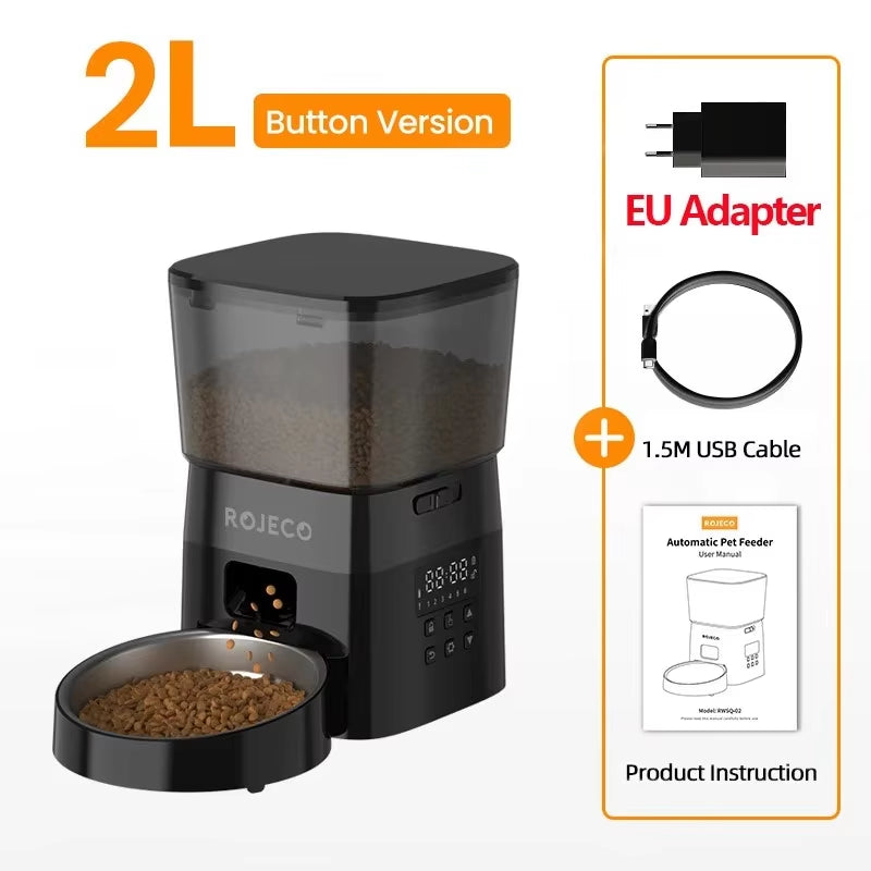 Automatic Pet Feeder – Button-Control Dry Food Dispenser