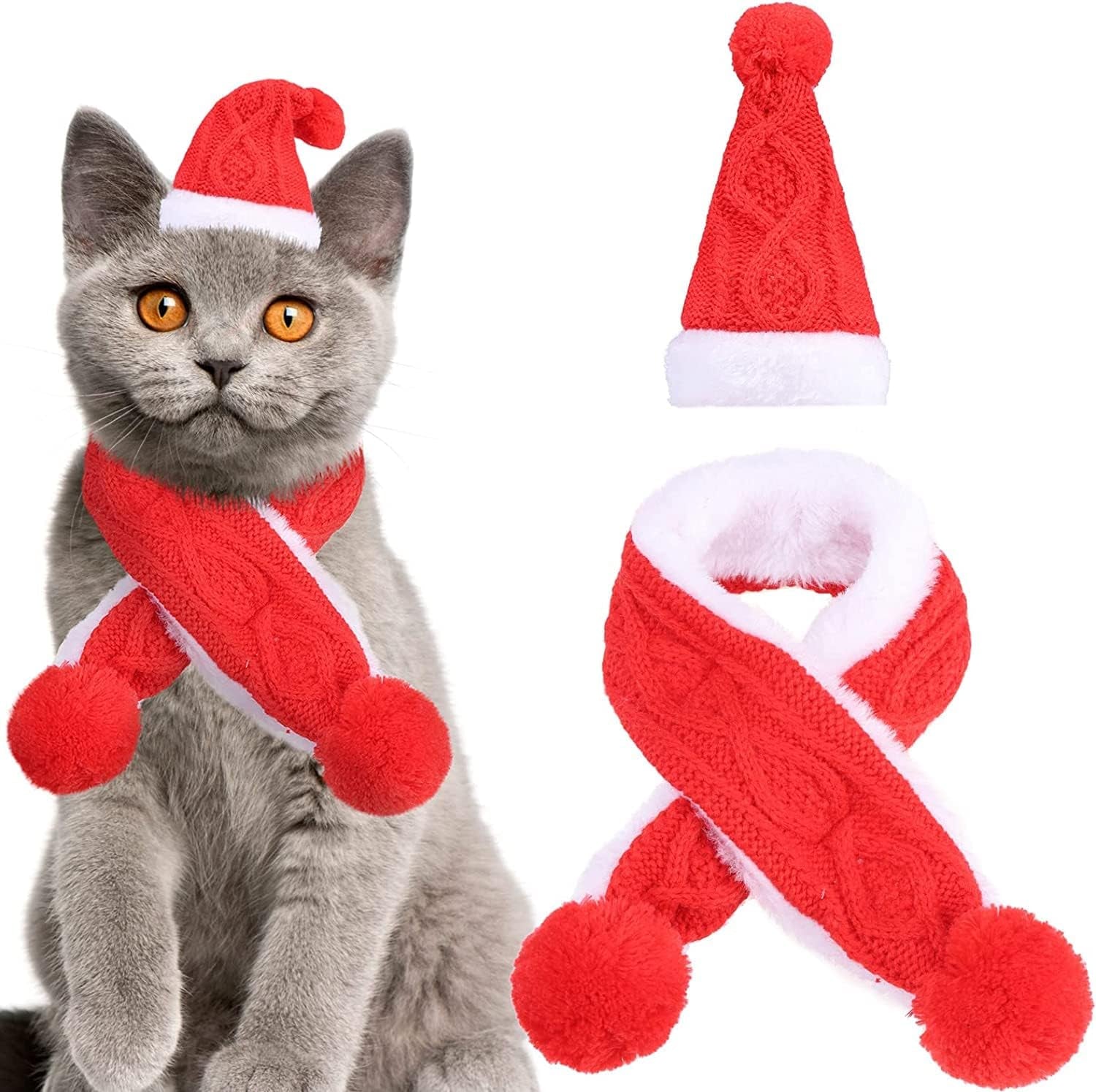 Cat Santa Hat and Scarf for Cats Kitten & Small Dogs